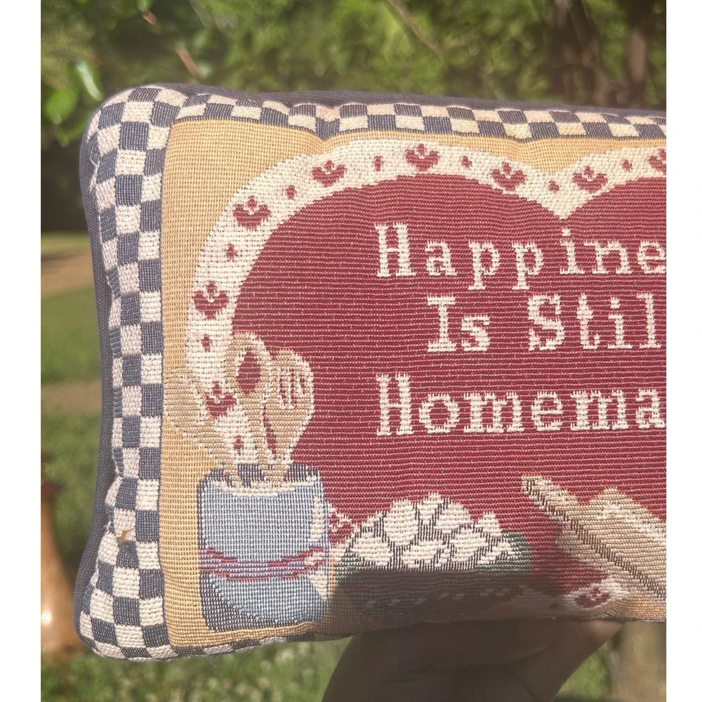 80s Decorative Pillow Small Multicolor‎ Cotton Tapestry Homemade